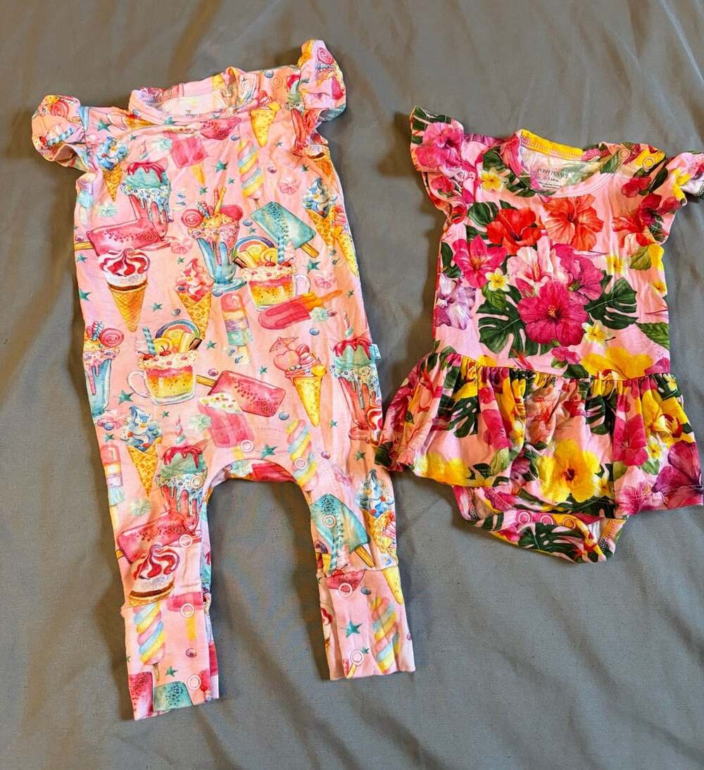 Posh Peanut Romper Size 0-3 Mos Pink Ice Cream